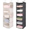 imageMAX Houser 6 Tier Shelf Hanging Closet Organizer Closet Hanging Shelf with 2 Sturdy Hooks for Storage FoldableGrey and Beige