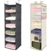 imageMAX Houser 6 Tier Shelf Hanging Closet Organizer Closet Hanging Shelf with 2 Sturdy Hooks for Storage FoldableGrey and Beige2