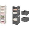 imageMAX Houser 6 Tier Shelf Hanging Closet Organizer and 5 Tier Shelf Hanging Closet Organizer Closet Hanging Shelf with 2 Sturdy Hooks for Storage FoldableBeige and GreyD2