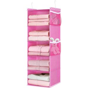 image5Shelf Over The Door Hanging Organizer with 2 Metal Hooks5 Pocket Over The Door Wall Mount Storage with Clear Windows for Baby Nursery Bathroom ClosetBedroomDormBeige2 PackPink