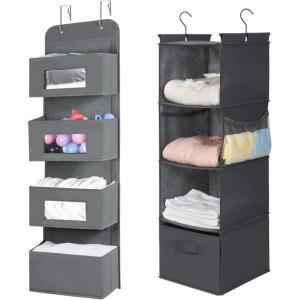 imageMAX Houser 4Shelf Over The Door Hanging Organizer Gray4Shelf Hanging Closet Organizer Grey