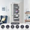image4Shelf Over The Door Hanging Organizer with 2 Metal Hooks4 Pocket Over The Door Wall Mount Storage with Clear Windows for Baby Nursery Bathroom ClosetBedroom DiapersKids Toys Gray and Beige