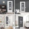 image4Shelf Over The Door Hanging Organizer with 2 Metal Hooks4 Pocket Over The Door Wall Mount Storage with Clear Windows for Baby Nursery Bathroom ClosetBedroom DiapersKids Toys Gray and Beige
