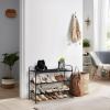 imageMAX Houser 2Tier Metal Shoe Rack Free Standing Shoe Storage Organizer Wire Grid Shoe Tower for Closet Bedroom Entryway GunmetalBlack