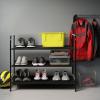 imageMAX Houser 2Tier Metal Shoe Rack Free Standing Shoe Storage Organizer Wire Grid Shoe Tower for Closet Bedroom Entryway GunmetalBlack