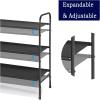imageMAX Houser 2Tier Metal Shoe Rack Free Standing Shoe Storage Organizer Wire Grid Shoe Tower for Closet Bedroom Entryway GunmetalBlack