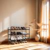 imageMAX Houser 2Tier Metal Shoe Rack Free Standing Shoe Storage Organizer Wire Grid Shoe Tower for Closet Bedroom Entryway GunmetalBlack