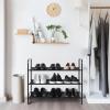 imageMAX Houser 2Tier Metal Shoe Rack Free Standing Shoe Storage Organizer Wire Grid Shoe Tower for Closet Bedroom Entryway GunmetalBlack