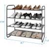 imageMAX Houser 2Tier Metal Shoe Rack Free Standing Shoe Storage Organizer Wire Grid Shoe Tower for Closet Bedroom Entryway GunmetalDark Grey
