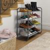 imageMAX Houser 2Tier Metal Shoe Rack Free Standing Shoe Storage Organizer Wire Grid Shoe Tower for Closet Bedroom Entryway GunmetalDark Grey