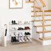 imageMAX Houser 2Tier Metal Shoe Rack Free Standing Shoe Storage Organizer Wire Grid Shoe Tower for Closet Bedroom Entryway GunmetalLight Gray