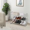 imageMAX Houser 2Tier Metal Shoe Rack Free Standing Shoe Storage Organizer Wire Grid Shoe Tower for Closet Bedroom Entryway GunmetalLight Gray