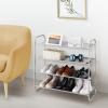 imageMAX Houser 2Tier Metal Shoe Rack Free Standing Shoe Storage Organizer Wire Grid Shoe Tower for Closet Bedroom Entryway GunmetalLight Gray