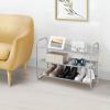 imageMAX Houser 2Tier Metal Shoe Rack Free Standing Shoe Storage Organizer Wire Grid Shoe Tower for Closet Bedroom Entryway GunmetalLight Gray