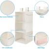imageMAX Houser 3 Tier Shelf Hanging Closet Organizer Space SaverCloset Hanging Shelf with 2 Sturdy Hooks for Storage Foldable GreyBeige