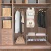 imageMAX Houser 3 Tier Shelf Hanging Closet Organizer Space SaverCloset Hanging Shelf with 2 Sturdy Hooks for Storage Foldable GreyBeige