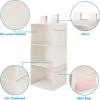 imageMAX Houser 3 Tier Shelf Hanging Closet Organizer Space SaverCloset Hanging Shelf with 2 Sturdy Hooks for Storage Foldable GreyBeige2