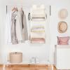 imageMAX Houser 3 Tier Shelf Hanging Closet Organizer Space SaverCloset Hanging Shelf with 2 Sturdy Hooks for Storage Foldable GreyBeige2