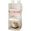 imageMAX Houser 3 Tier Shelf Hanging Closet Organizer Space SaverCloset Hanging Shelf with 2 Sturdy Hooks for Storage Foldable GreyBeige2