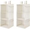 imageMAX Houser 3 Tier Shelf Hanging Closet Organizer Space SaverCloset Hanging Shelf with 2 Sturdy Hooks for Storage Foldable GreyBeige2