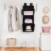 imageMAX Houser 3 Tier Shelf Hanging Closet Organizer Space SaverCloset Hanging Shelf with 2 Sturdy Hooks for Storage Foldable GreyBlack