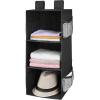 imageMAX Houser 3 Tier Shelf Hanging Closet Organizer Space SaverCloset Hanging Shelf with 2 Sturdy Hooks for Storage Foldable GreyDark