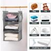 imageMAX Houser 3 Tier Shelf Hanging Closet Organizer Space SaverCloset Hanging Shelf with 2 Sturdy Hooks for Storage Foldable GreyGrey2