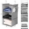 imageMAX Houser 3 Tier Shelf Hanging Closet Organizer Space SaverCloset Hanging Shelf with 2 Sturdy Hooks for Storage Foldable GreyGrey2