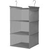 imageMAX Houser 3 Tier Shelf Hanging Closet Organizer Space SaverCloset Hanging Shelf with 2 Sturdy Hooks for Storage Foldable GreyGrey2