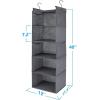 imageMAX Houser 5 Shelf Hanging Closet OrganizerSpace Saver Closet Hanging Shelves with 4 Side PocketsFoldable Black and Grey