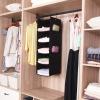 imageMAX Houser 5 Shelf Hanging Closet OrganizerSpace Saver Closet Hanging Shelves with 4 Side PocketsFoldable Black and Grey