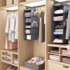 imageMAX Houser 5 Shelf Hanging Closet OrganizerSpace Saver Closet Hanging Shelves with 4 Side PocketsFoldable Black and Grey