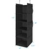 imageMAX Houser 5 Shelf Hanging Closet OrganizerSpace Saver Closet Hanging Shelves with 4 Side PocketsFoldable Black and Grey