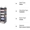 imageMAX Houser 5 Shelf Hanging Closet OrganizerSpace Saver Closet Hanging Shelves with 4 Side PocketsFoldable Black and Grey