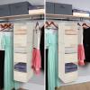 imageMAX Houser 6 Tier Shelf Hanging Closet Organizer Closet Hanging Shelf with 2 Sturdy Hooks for Storage FoldableBlack and BeigeD3