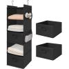 imageMAX Houser 6 Tier Shelf Hanging Closet Organizer and 5 Tier Shelf Hanging Closet Organizer Closet Hanging Shelf with 2 Sturdy Hooks for Storage FoldableBeige and BlackD2