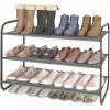 imageMAX Houser 2Tier Metal Shoe Rack Free Standing Shoe Storage Organizer Wire Grid Shoe Tower for Closet Bedroom Entryway GunmetalDark Grey