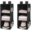 imageMAX Houser 3 Tier Shelf Hanging Closet Organizer Space SaverCloset Hanging Shelf with 2 Sturdy Hooks for Storage Foldable GreyDark