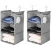 imageMAX Houser 3 Tier Shelf Hanging Closet Organizer Space SaverCloset Hanging Shelf with 2 Sturdy Hooks for Storage Foldable GreyGrey2
