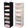imageMAX Houser 6 Tier Shelf Hanging Closet Organizer Closet Hanging Shelf with 2 Sturdy Hooks for Storage FoldableBlack and Beige