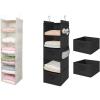 imageMAX Houser 6 Tier Shelf Hanging Closet Organizer and 5 Tier Shelf Hanging Closet Organizer Closet Hanging Shelf with 2 Sturdy Hooks for Storage FoldableBeige and BlackD2