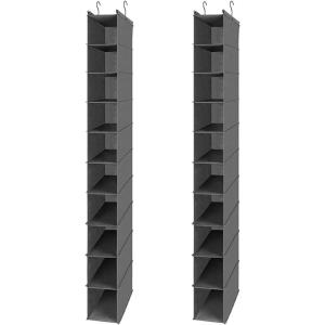 imageMAX Houser 10Shelf Hanging Shoe Shelf Organizer Hanging Shoe Storage for ClosetPack of 2 BlackAshy