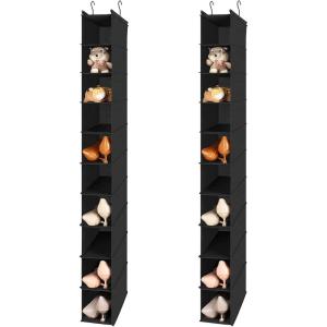 imageMAX Houser 10Shelf Hanging Shoe Shelf Organizer Hanging Shoe Storage for ClosetPack of 2 BlackBlack2