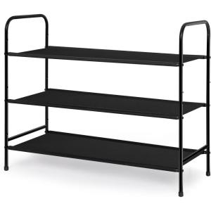 imageMAX Houser 2Tier Metal Shoe Rack Free Standing Shoe Storage Organizer Wire Grid Shoe Tower for Closet Bedroom Entryway GunmetalBlack