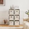 imageMAX Houser 6 Pack Foldable Fabric Storage Bins with Handles  Ideal for Closet Organization Bedroom and Nursery Beige 12quotx12quotx12quotBeige