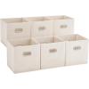 imageMAX Houser 6 Pack Foldable Fabric Storage Bins with Handles  Ideal for Closet Organization Bedroom and Nursery Beige 12quotx12quotx12quotBeige