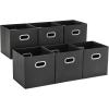 imageMAX Houser 6 Pack Foldable Fabric Storage Bins with Handles  Ideal for Closet Organization Bedroom and Nursery Beige 12quotx12quotx12quotBlack