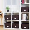imageMAX Houser Storage Bins Cubes Baskets Containers with Dual Handles for Home Closet Bedroom Drawers Organizers Foldable Set of 6 BrownBrown 3
