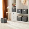 imageMAX Houser Storage Bins Cubes Baskets Containers with Dual Handles for Home Closet Bedroom Drawers Organizers Foldable Set of 6 BrownGray