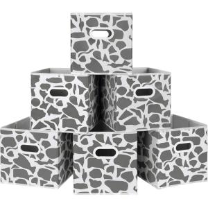 imageMAX Houser Storage Bins Cubes Baskets Containers with Dual Handles for Home Closet Bedroom Drawers Organizers Foldable Set of 6 BrownAshy